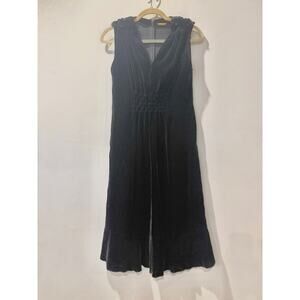 Amelia Toro Black Velvet Knee length Dress Beaded Shoulders Sz S V Neck Cocktail